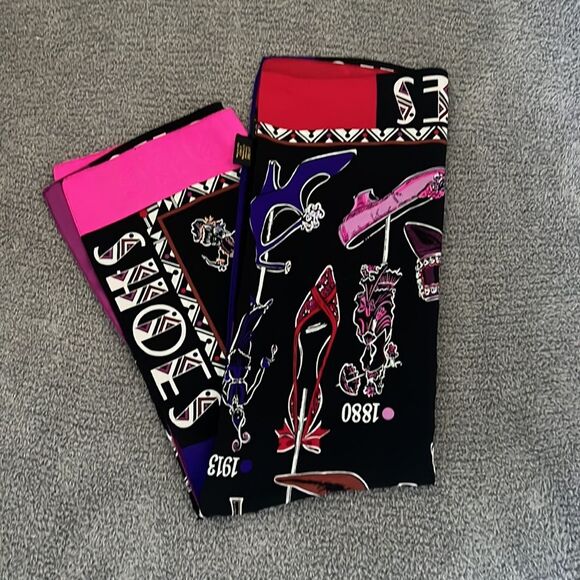 Bob Mackie silk shoes print scarf